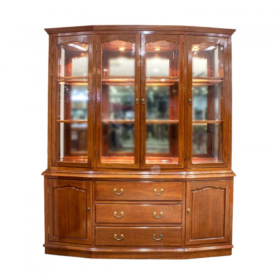 Solid Teakwood 72" Buffet & Lighted Hutch Natural Finish LK72" T/W